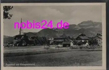 83112 Frasdorf mit Kampenwand und Kirche *ca.1950
