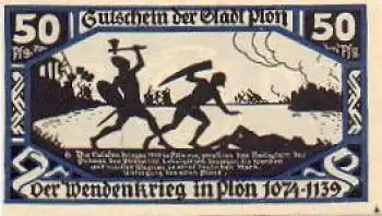 24306 Plön Städtenotgeld 50 Pfennige Wendenkrieg Nr. 6 1921