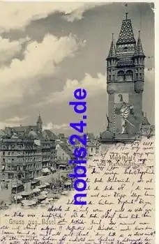 Basel Marktplatz Rathausturm o 1903