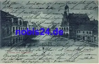 18507 Grimmen Marktplatz Langestrasse Mondscheinkarte o 1901