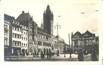 Basel Marktplatz mit Rathaus *ca. 1930