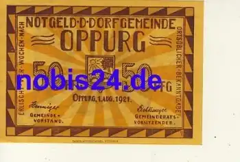 07381 Oppurg Notgeld 50 Pfennige um 1920