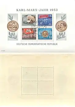 DDR Block 9 A Karl Marx Block gezähnt Tagesstempel o Dresden A24 14.12.1953