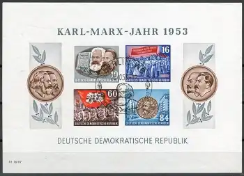 DDR Block 9 B Karl Marx Block geschnitten Sonderstempel o Berlin W8