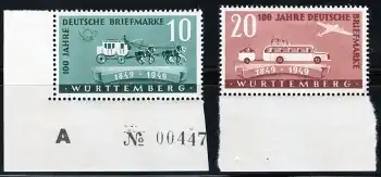 Alliierte Besetzungen Württemberg 49-50 ** 100 Jahre Deutsche Briefmarken postfrisch