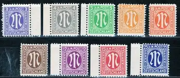 Alliierte Besetzungen Bizone 1-9 ** Freimarken amerikanischer Druck postfrisch