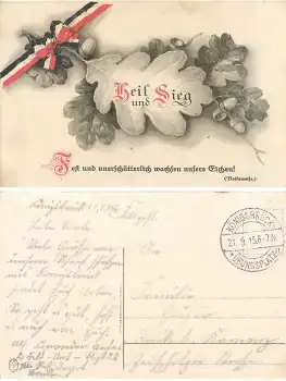 01936 Königsbrück Übungsplatz Stempel 21.9.1915 auf Partriotika Karte