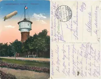 Lockstedt Truppenübungsplatz Wasserturm mit Zeppelin Stempel Locksteter Lager (Holstein) o 11.10.1918