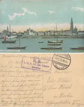 Beverloo Belgien Truppenplatz Stempel  o 3.1.1916 auf AK Anvers Feldpoststempel Infanterie Ersatz Truppe