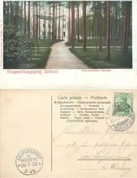 01619 Zeithain Kommandantur Baracke Stempel Übungsplatz a o 25.7.1905