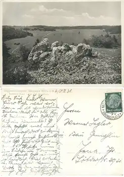 72525 Münsingen Übungsplatz Stempel auf AK  o 8.7.1936