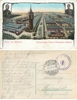 14624 Döberitz Barackenlager Übungsplatz Stempel  o 3.6.1915 Feldpost Maschinengewehr Lehrkursus 6. Kompagmie