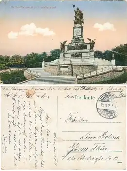 Wahn Rheinland Schiessplatz Stempel o 13.11.1916 auf AK Niederwald Denkmal