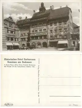 Konstanz Bodensee Hotel Barbarossa AK um 1930
