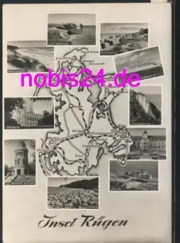 18454 Insel Rügen Landkarte o ca.1965