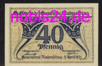 83324 Ruhpolding Notgeld 40 Pfennige um 1920
