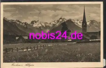 87538 Fischen Allgäu Ansicht mit Kirche o 2.1.1932