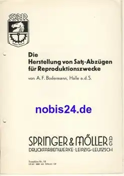 Die Herstellung von Satz Abzügen für Reproduktionszwecke Nr.18 Springer & Möller Leipzig ca.1950