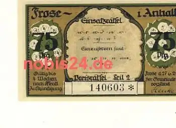 06464 Frose Notgeld 75 Pfennige um 1921