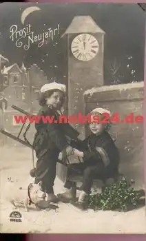 Schornsteinfeger Kinder mit Schwein o 30.12.1913
