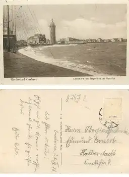Cuxhaven Leuchturm und Seepavillon o 7.4.1926