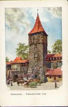 Nürnberg Tiergärtner Tor Künstlerkarte Kley gebr. ca. 1910