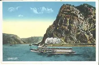 Rheindampfschiff "Elsa" vor der Lorelei, * ca. 1920