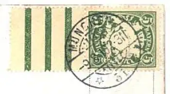 5 Pfennig Wappen mit Zwischensteg auf AK München  o 9.8.1902