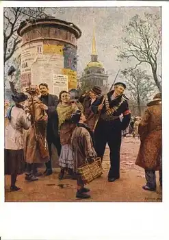 Litfasssäule Künstlerkarte sig. Nicolai Ossenjew, * ca. 1960