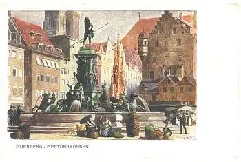 Nürnberg Neptunbrunnen Künstlerkarte Kley o 21.7.1929