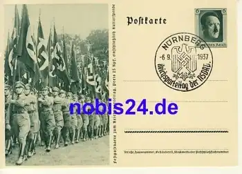 Reichsparteitag Nürnberg Ganzsache Nazi o 1937