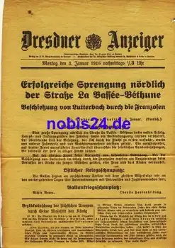 Dresden Sonderblatt Dresdner Anzeiger 1916 Sonderblatt zum 1.WK