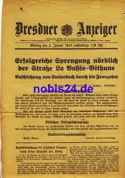 Dresden Sonderblatt Dresdner Anzeiger 1916