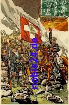 Schweizer Fahneneid Künstlerkarte o 1915