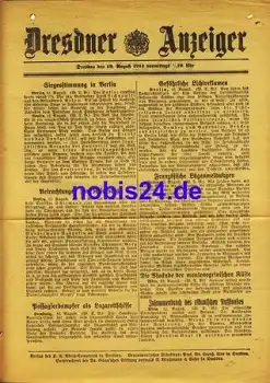 Dresden Sonderblatt 1. WK 1914 Dresdner Anzeiger