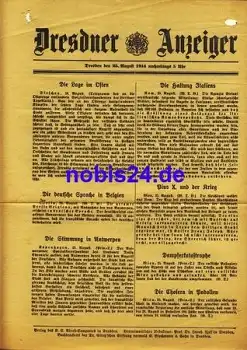 Dresden Sonderblatt 1. WK 1914 Dresdner Anzeiger
