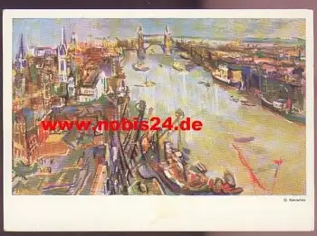 Kokoschka Oskar Künstlerkarte London Towebridge gebr. 1980