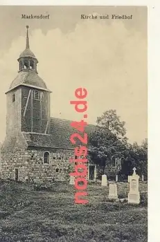14913 Markendorf Kirche und Friedhof o 14.10.1915