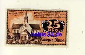 14913 Kloster Zinna Notgeld 25 Pfennige 1920