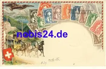 Postkutsche Briefmarken Schweiz o 1938