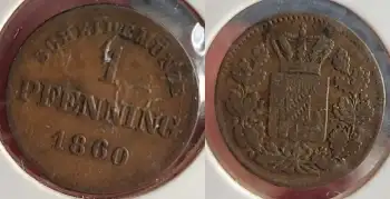 Bayern 1 Pfennig 1860 Scheidemünze