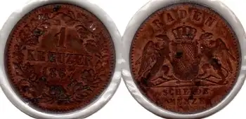 Baden 1Kreuzer 1863 Scheidemünze