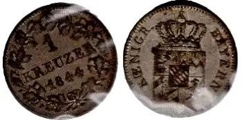 Bayern 1 Kreuzer 1844 Landmünze