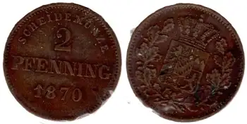 Bayern 2 Pfennig 1870