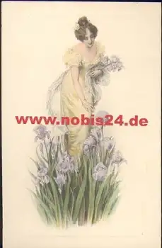 Frau mit Blumen Künstlerkarte M. M. Vienne Nr. 398 M. Munk *ca. 1920