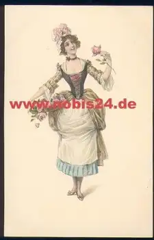 Frau mit Rosen Künstlerkarte M.M. Vienne sig. M. Munk No. 505 *ca. 1920