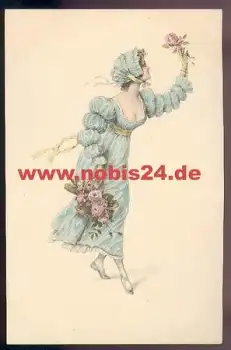 Frau mit Rosen Künstlerkarte M.M. Vienne sig. M. Munk No. 505, ca. 1920