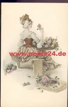 Frau mit Rosen Künstlerkarte M.M. Vienne sig. M. Munk No. 577, ca. 1920