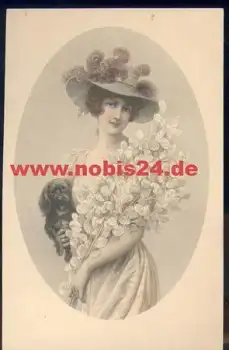 Frau mit Hund Künstlerkarte M. M. Vienne Nr. 530 M. Munk *ca. 1920