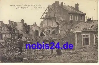 Fort de Ham zerstörtes Haus *ca.1915